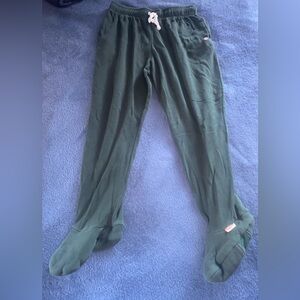 Green Pajama Bottoms with Feet